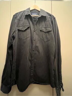 Scotch & Soda Black Casual Button-Down Western Shirt